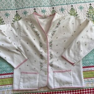 Vintage Artisan Sweatshirt Cardigan Floral Cottagecore Medium